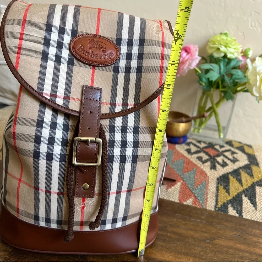 Burberry Never Used Nova Plaid Vintage Fabric/Leather Backpack Unisex